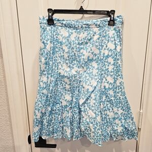 Ann Taylor Blue and White Floral Women's Skirt